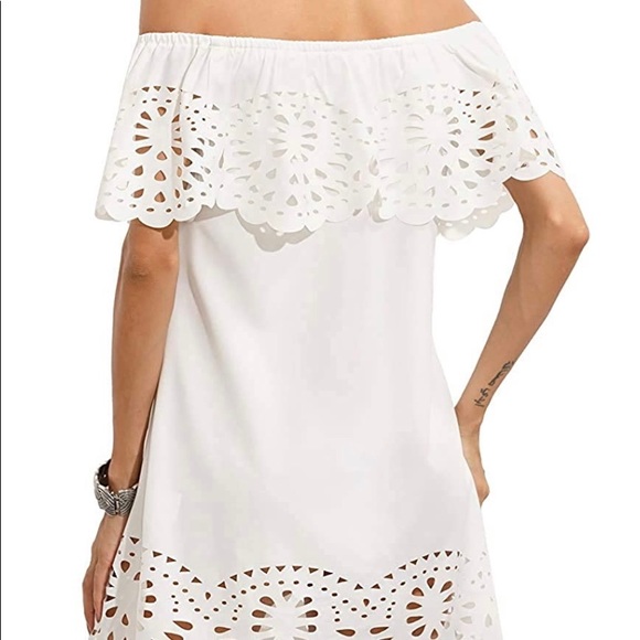 Off Shoulder Ruffle Tunic Shift Dress - Picture 4 of 4